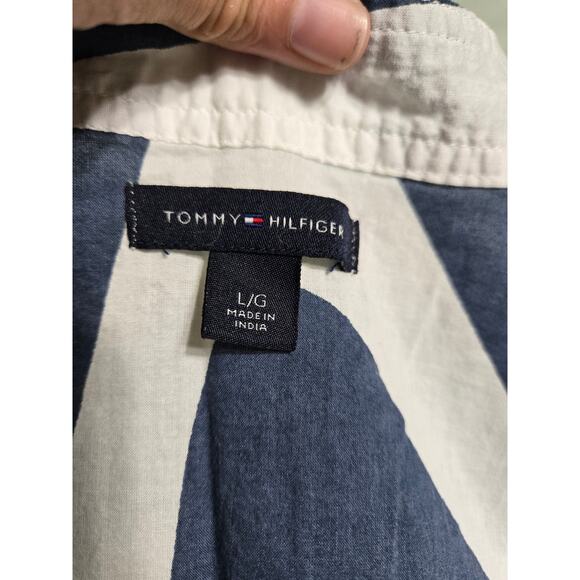 Tommy Hilfiger large women's navy blue and white top - Picture 6 of 11